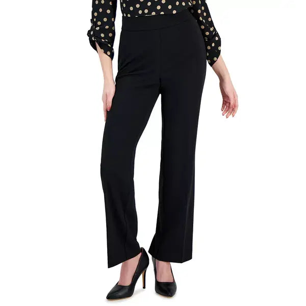 Anne Klein Petite Pull On Straight Leg Pants, Stylish Comfortable Womens Bottoms, Anne Black
