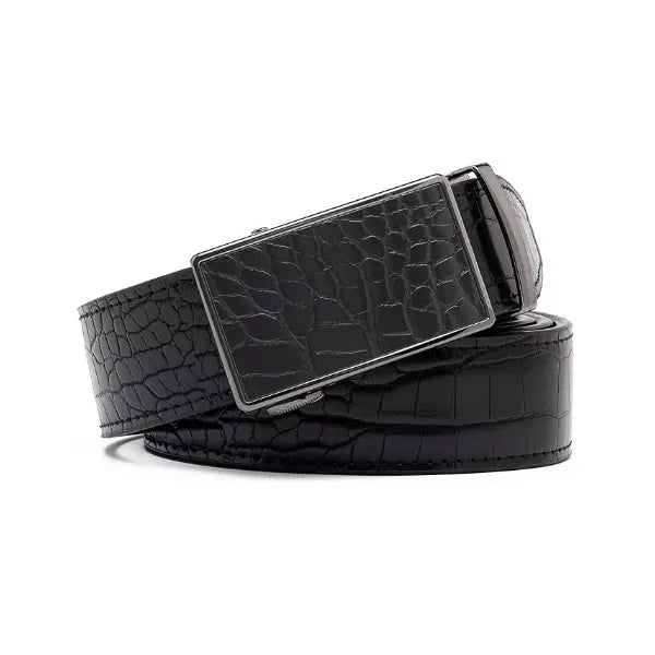 Braveman Men's Genuine Leather Crocodile Design Dress Belt with Automatic Buckle