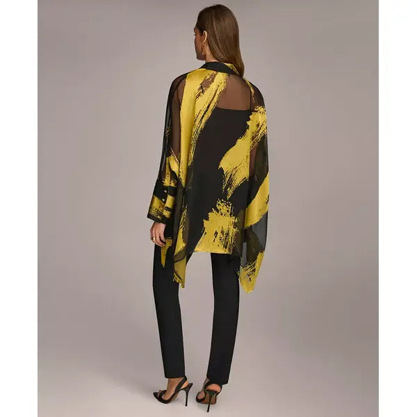 Macy's Donna Karan Women's Metallic Print Tunic-Black gold
