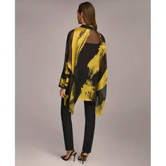 Macy's Donna Karan Women's Metallic Print Tunic-Black gold