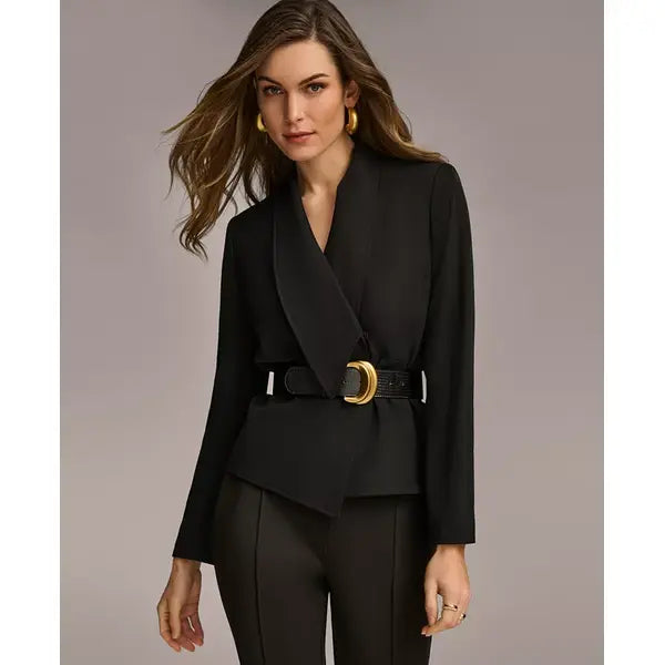Donna Karan Women's Shawl-Collar Belted Blazer created by Macy's-Black