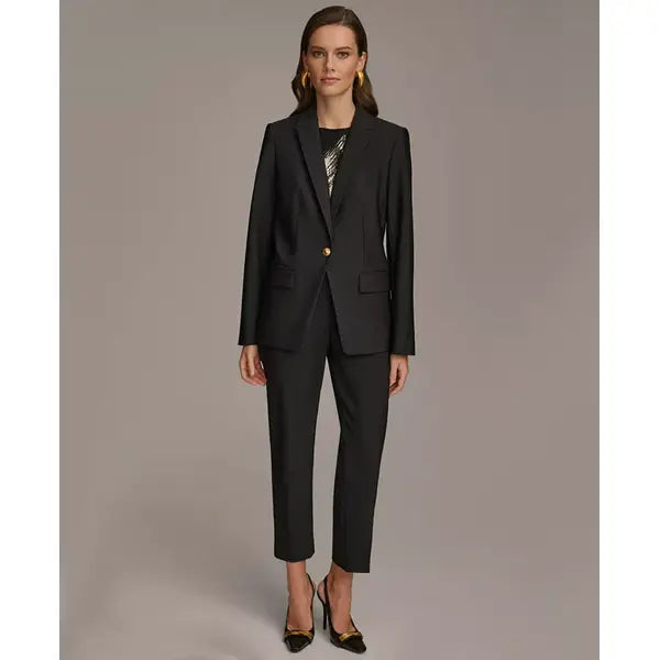 Donna Karan Women's One Button Blazer,Created by Macy's-Black
