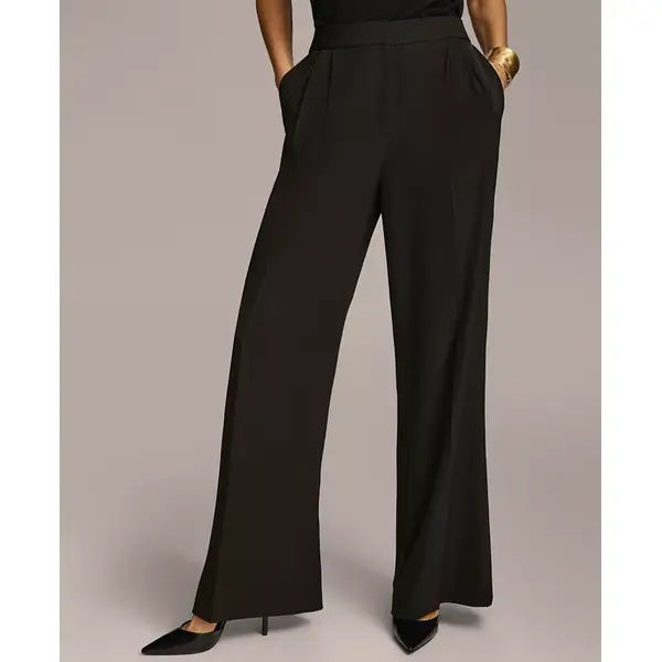 Donna Karan Women's Pleat Front Wide Leg Pants,Created by Macy's-Black