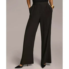Donna Karan Women's Pleat Front Wide Leg Pants,Created by Macy's-Black