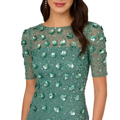 Adrianna Papell Embellished Floral Sheath Dress for Elegant and Timeless Evening Wear