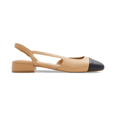 ALDO Women's Amandine Slingback Cap Toe Block Heel Flats, Stylish Everyday Footwear, Dark Beige Smooth