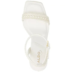 ALDO Womens Lulu Pearl Two Piece Platform Dress Sandals, Elegant and Glamorous Heels, White Mixed