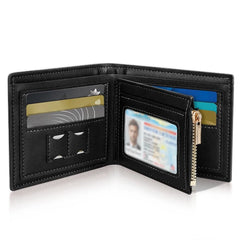 Cshidworld Genuine Leather RFID Blocking Wallet for Men - Bifold with 1 ID Window, 9 Card Slots & 2 Cash Slot