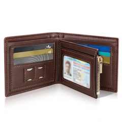 Cshidworld Genuine Leather RFID Blocking Wallet for Men - Bifold with 1 ID Window, 9 Card Slots & 2 Cash Slot