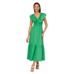Adrianna Papell Womens Ruffled Maxi Dress, Elegant Style for Special Occasions
