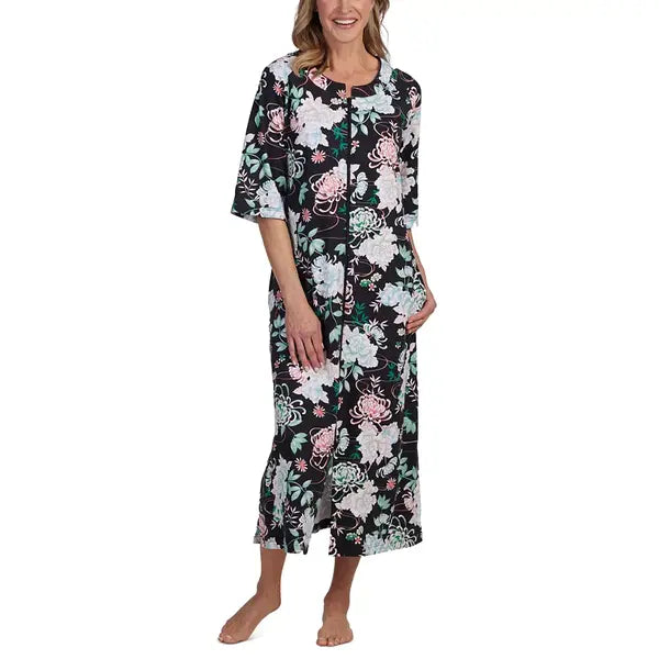 Women's Printed 3/4-Sleeve Zip-Front Robe, Created by Macy's-Seaside