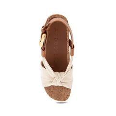 Aerosoles Womens Miki Open Toe Buckle Wedge Sandals Stylish Comfortable Footwear, Natural Canvas