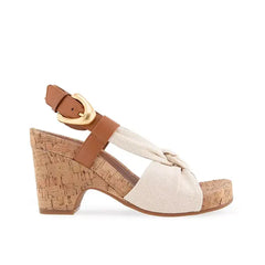 Aerosoles Womens Miki Open Toe Buckle Wedge Sandals Stylish Comfortable Footwear, Natural Canvas