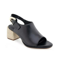 Aerosoles Womens Nora Buckle Strap Chunk Heel Sandals Stylish Comfortable Footwear, Black Leather