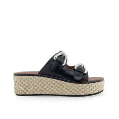 Aerosoles Womens Darcy Wedge Sandals Elegant Everyday Comfort , Black Leather