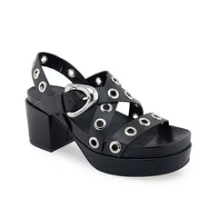 Aerosoles Womens Cleveland Embellished Platform, Stylish Comfortable Footwear, Black Leather , 7M Size