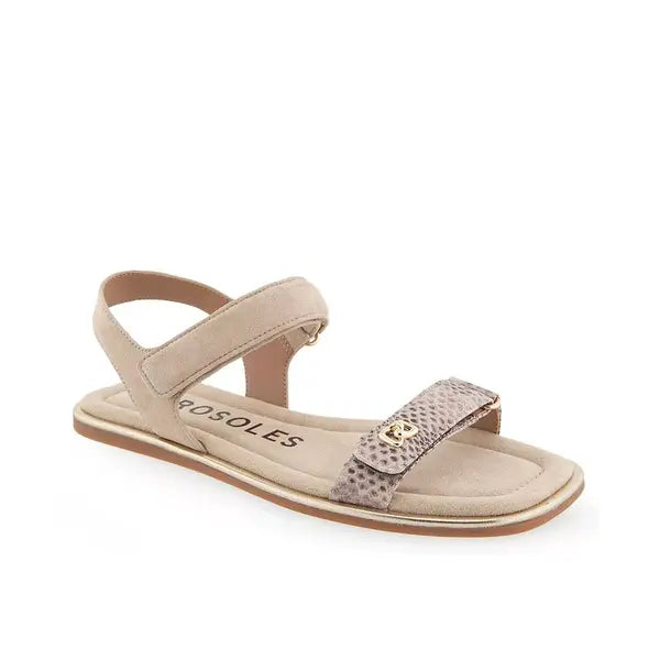 Aerosoles Bruna Womens Casual Sandals, Comfortable Stylish Everyday Footwear, Roccia Snake Print Leather