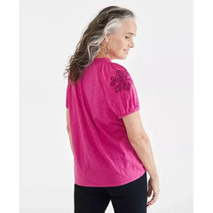 Women's Embroidery Vacay Top, Created for Macy's-Fuchsia