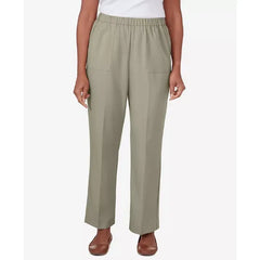 Alfred Dunner Women's Tuscan Sunset Twill Average Length Pants, Aloe, Size 18