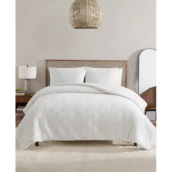 UGG® Closeout Quad Plush Tonal Check 2-Piece Comforter Set, Soft and Cozy Bedding for Your Bedroom