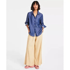 Women's Chambray Shirt, Created for Macy's-Dark Spring