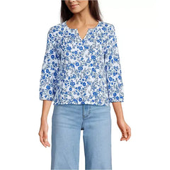 Macy's Women's Slub Top-Royal cobalt ornate floral