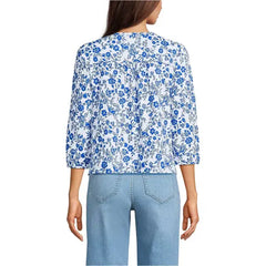 Macy's Women's Slub Top-Royal cobalt ornate floral