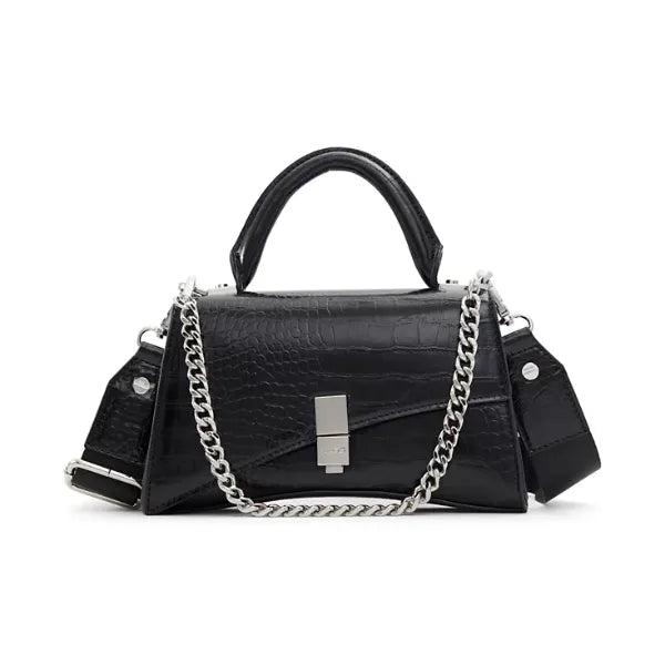 ALDO Lucena Synthetic Small Top Handle, Elegant Compact Stylish Womens Handbag, Black