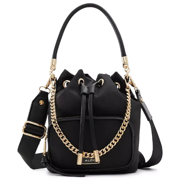 ALDO Jadzia Medium Bucket Bag, Stylish Textile Handbag for Women , Black