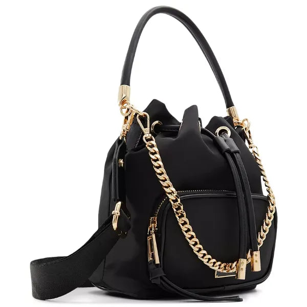 ALDO Jadzia Medium Bucket Bag, Stylish Textile Handbag for Women , Black