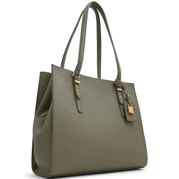 ALDO Feacan Synthetic Large Satchel Stylish and Spacious Handbag for Everyday Use , Khaki