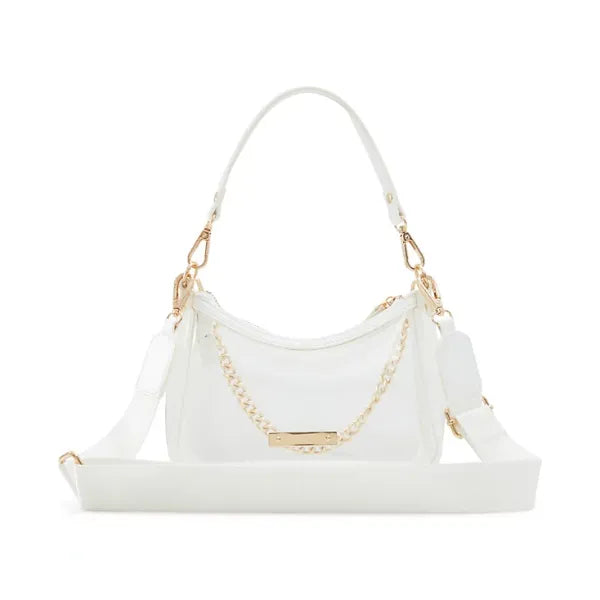 ALDO Liamax Synthetic Medium Shoulder Bag, Stylish Durable Women's Handbag, White Overflow