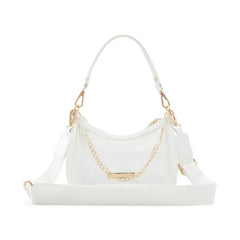 ALDO Liamax Synthetic Medium Shoulder Bag, Stylish Durable Women's Handbag, White Overflow