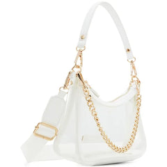ALDO Liamax Synthetic Medium Shoulder Bag, Stylish Durable Women's Handbag, White Overflow