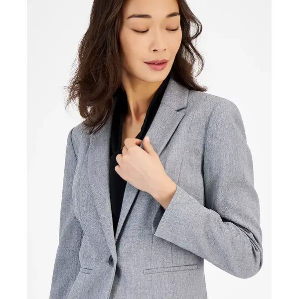 Women's Collared One-Button Blazer,Created by Macy's-Gray