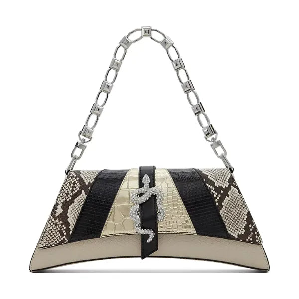 ALDO Scylla Medium Shoulder Bag, Elegant Synthetic Womens Handbag for Everyday Use, Black Gold