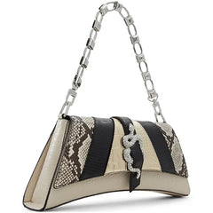 ALDO Scylla Medium Shoulder Bag, Elegant Synthetic Womens Handbag for Everyday Use, Black Gold