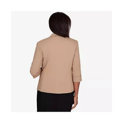 Alfred Dunner Women's featuring long sleeves Classic Fit Jacket, Tan
