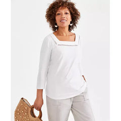 Women's Cotton Square-Neck Knit Top, Created for Macy's-Shiitke