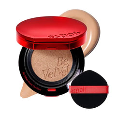 Espoir Be Velvet Cushion Foundation | Quick and Easy Coverage with Long-lasting Color by Zero Oxidation, Velvety Smooth Finish & Lightweight Formula, Vegan, Korean Makeup - 0.46 oz