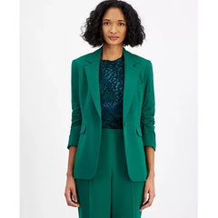 Women's Textured Crepe One-Button Blazer, Created for Macy's-Green