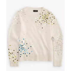 Women's Cashmere Sequin Embellished Crewneck Sweater, Created for Macy's-Vanilla Ice Combo