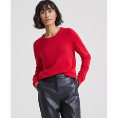 Macy's 100% Cashmere Women's Long-Sleeve Crewneck Sweater, Created for Macy's-Red polish