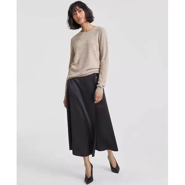 Macy's 100% Cashmere Women's Long-Sleeve Crewneck Sweater, Created for Macy's-Pearl taupe heather