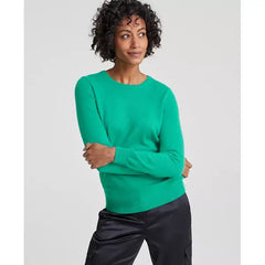 Macy's 100% Cashmere Women's Long-Sleeve Crewneck Sweater, Created for Macy's-Peacock cream
