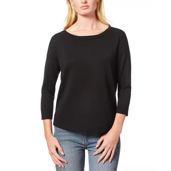 Macy's Women's Boat-Neck Button-Back Sweater-Black