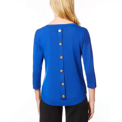 Macy's Women's Boat-Neck Button-Back Sweater-Angelfish