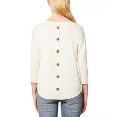 Macy's Women's Boat-Neck Button-Back Sweater-Papyrus
