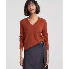 Macy's 100% Cashmere Women's V-Neck Long-Sleeve Sweater, Created for Macy's-Bronze pecan