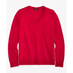Macy's 100% Cashmere Women's V-Neck Long-Sleeve Sweater, Created for Macy's-Red polish